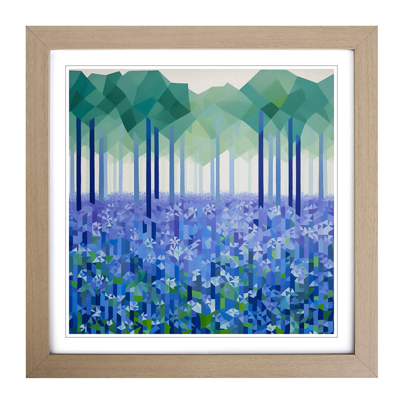 Bluebell Field Suprematism No.1 - Framed Print, Oak