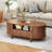 47.2'' Oval Coffee Table With Storage, Fluted Accent Center Table With Draw And Sliding Tambour Doors-1933906032
