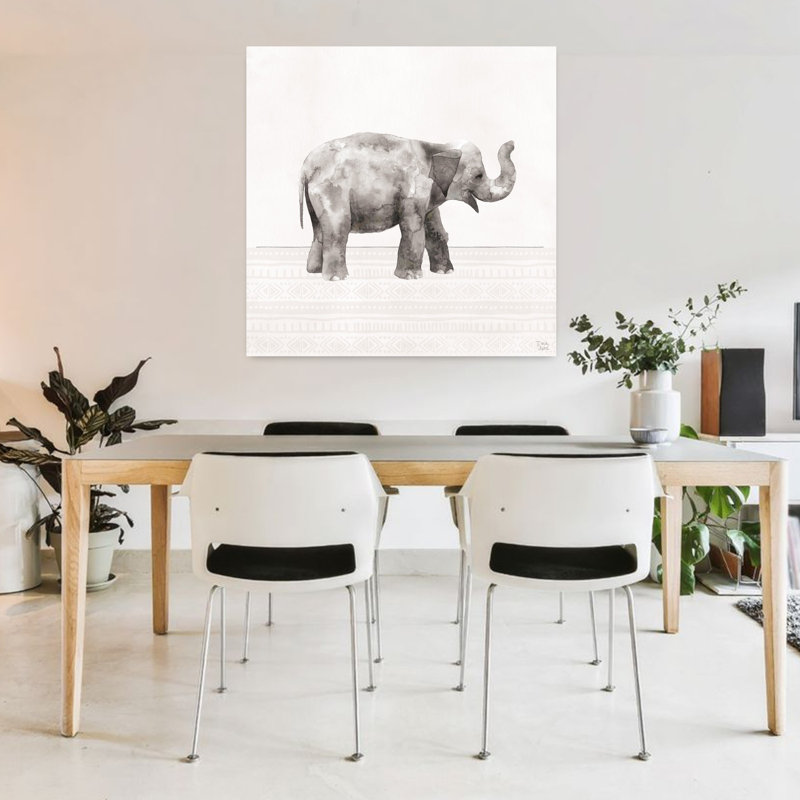 Petits animaux III, art éléphant contemporain, H 36 po x l 36 po