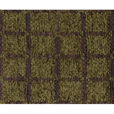Tapis en jute/en sisal vert/brun fait main géométrique à tissage plat Lee-Abele