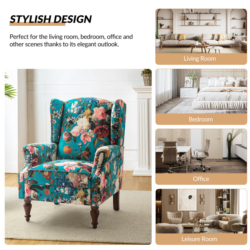 Upholstered Accent Chair, Peacock