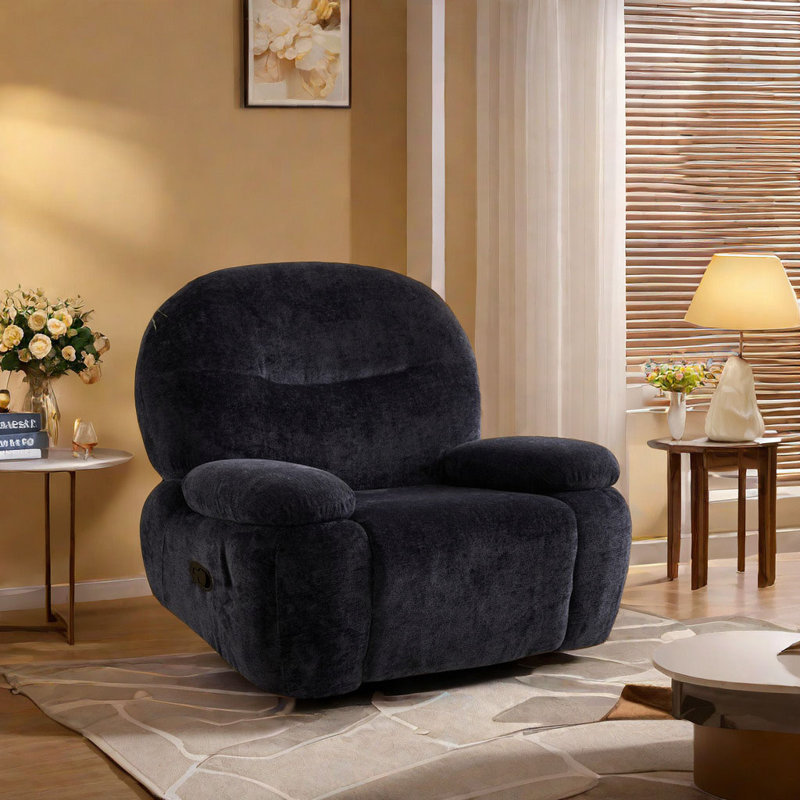 Fauteuil inclinable pivotant rembourré Nolee, Bleu