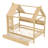 Full Solid Wood Kids House Bed with Storage Drawers, Shelves & Window – Platform Bed for Boys & Girls, Natural-1223345148-1223345151