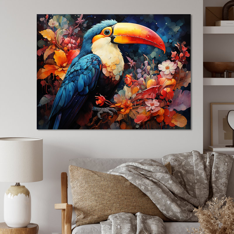 «Tropical Toucan Portrait I - Toucan Animal», art mural, Toile tendue, H 24 po x l 32 po x P 1 po