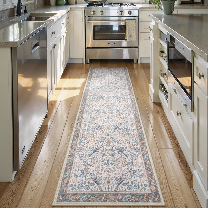 Tapis de couloir lavable à la machine avec envers antidérapant Vintage, Runner 2'6" x 8'