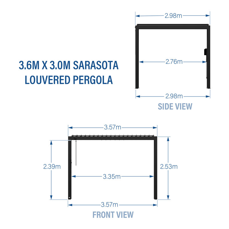 Backyard Discovery Sarasota Steel Louvered Outdoor Pergola | Weatherproof Adjustable Roof Opening