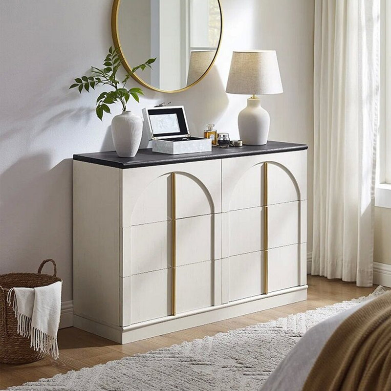 Armoire latérale de style Mid-Century, H 31,5 po x l 55,11 po x P 15,75 po, Noir/crème