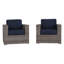 Fauteuil club en osier Sunbrella