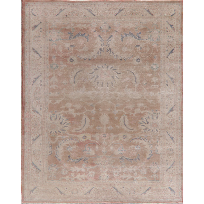 Tapis de la laine 9 pi 9 po x 9 pi 8 po noué la à la main one-of-kind-oushak beige Sipos