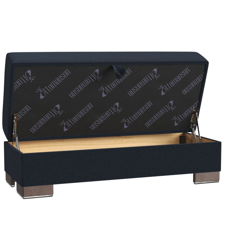 Repose-pieds en bois avec rangement Primenest Zenaero, Bleu très foncé
