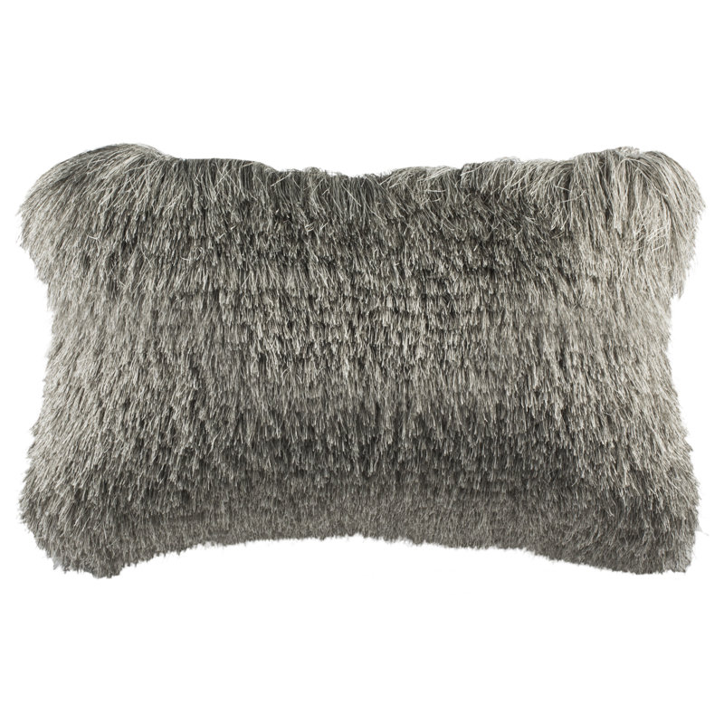 Cali Shag Throw Pillow, Silver, 20" x 20"
