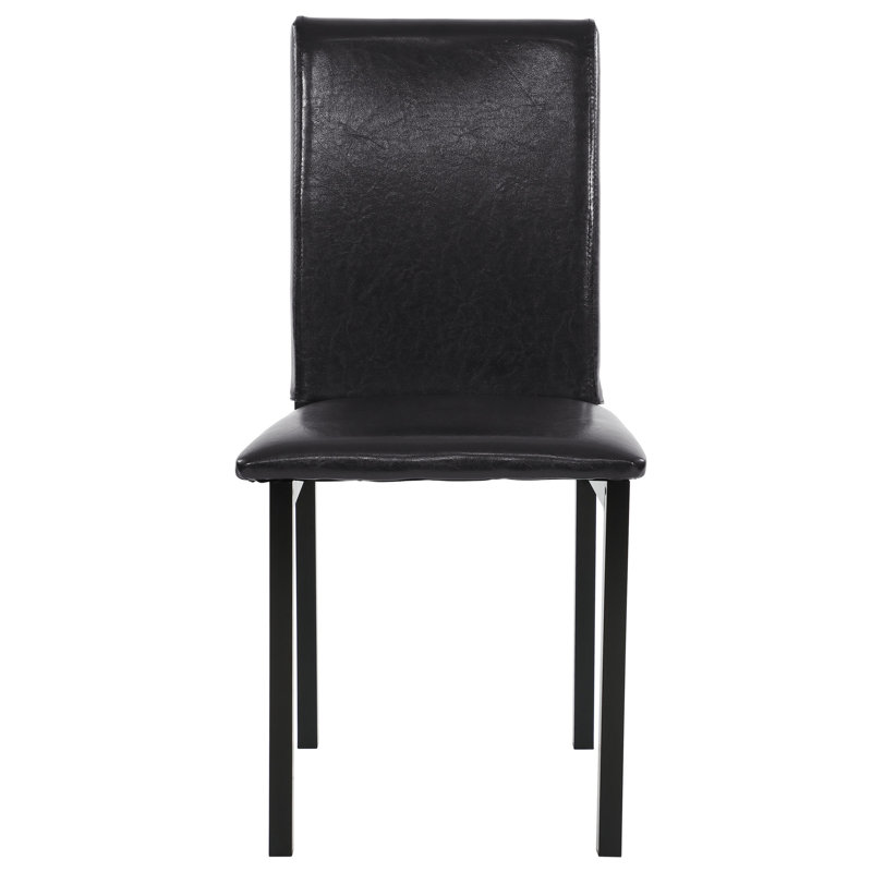 De 4 chaises d'appoint à structure en métal, siège en similicuir brun, finition noire, capacité de poids de 250 lb pour les chaises, largeur de 17,15 po