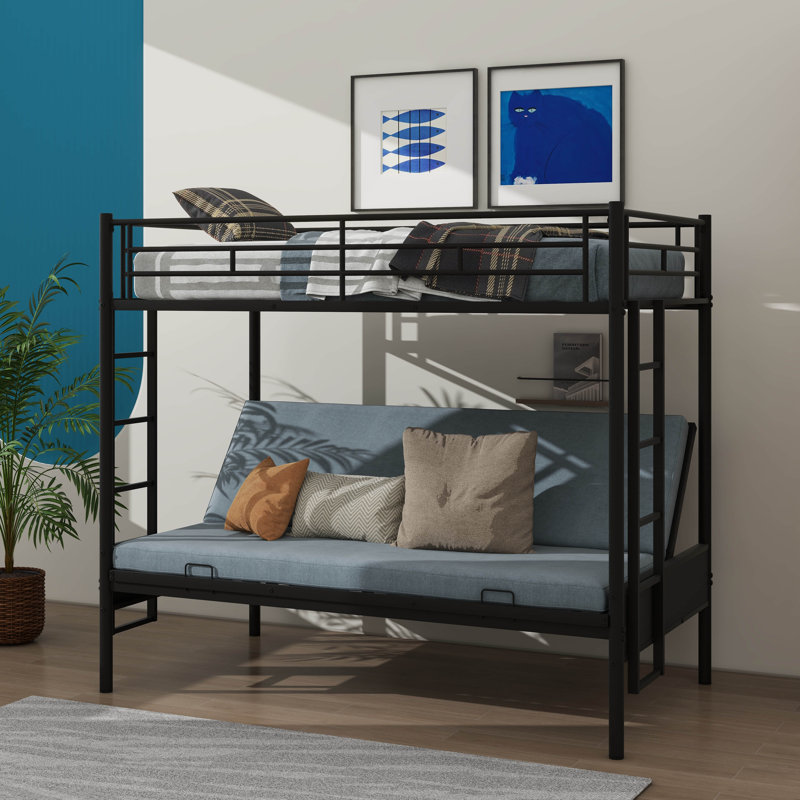 Lit superposé polyvalent en métal: configuration simple sur double