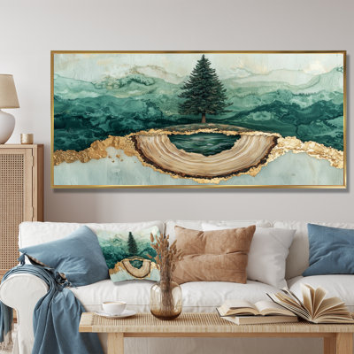 «Emerald Pine Tree On Wooden Tree Slide II», reproduction sur toile