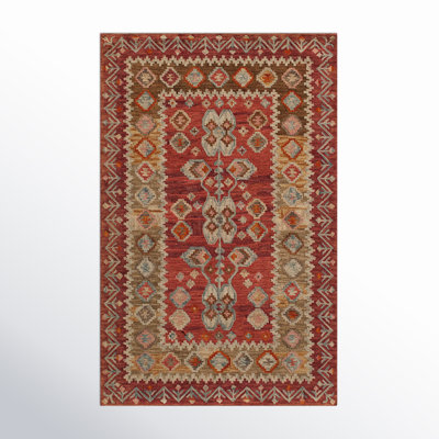 Breesport Oriental Handmade Tufted Wool Red/Beige Area Rug
