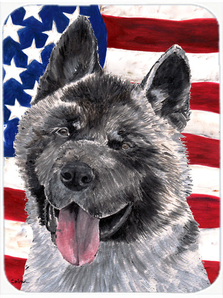 Trinx Patriotic Akita USA American Flag Glass Cutting Board