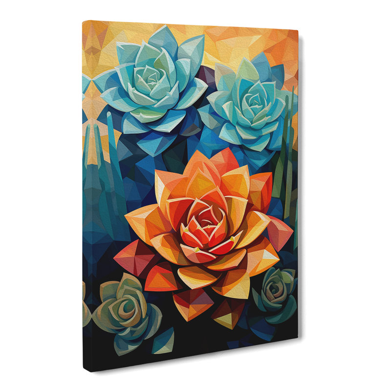 Succulent Cubism - Wrapped Canvas, 60cm H x 40cm W x 3cm D