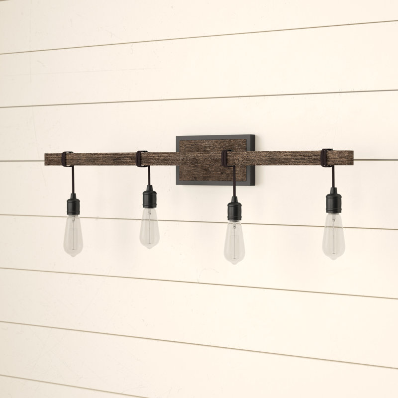 Eleesia 4-Light Dimmable Bronze/Brown Vanity Light, 10.25" H x 28" W x 28" D, 4 Lights