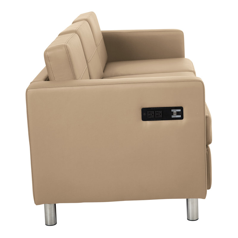Procter 72.75'' Faux Leather Sofa, Buff Faux Leather