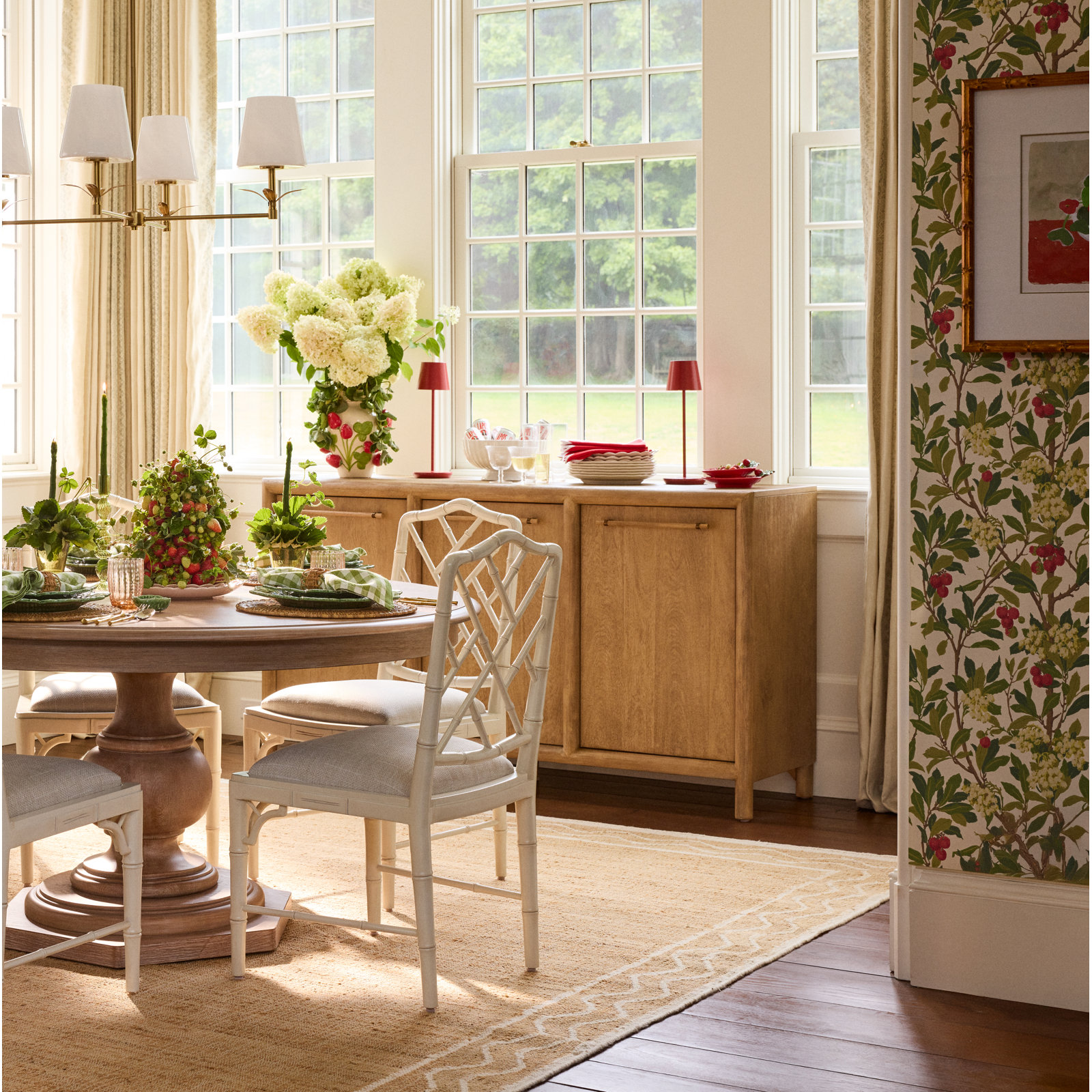 Anthology Strawberry Tree Floral Wallpaper, Scarlet/Ivory