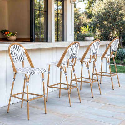 Ensemble de 4 tabourets de bar et de comptoir empilables à dossier haut avec structure en aluminium 4 pièces (ensemble de 4)