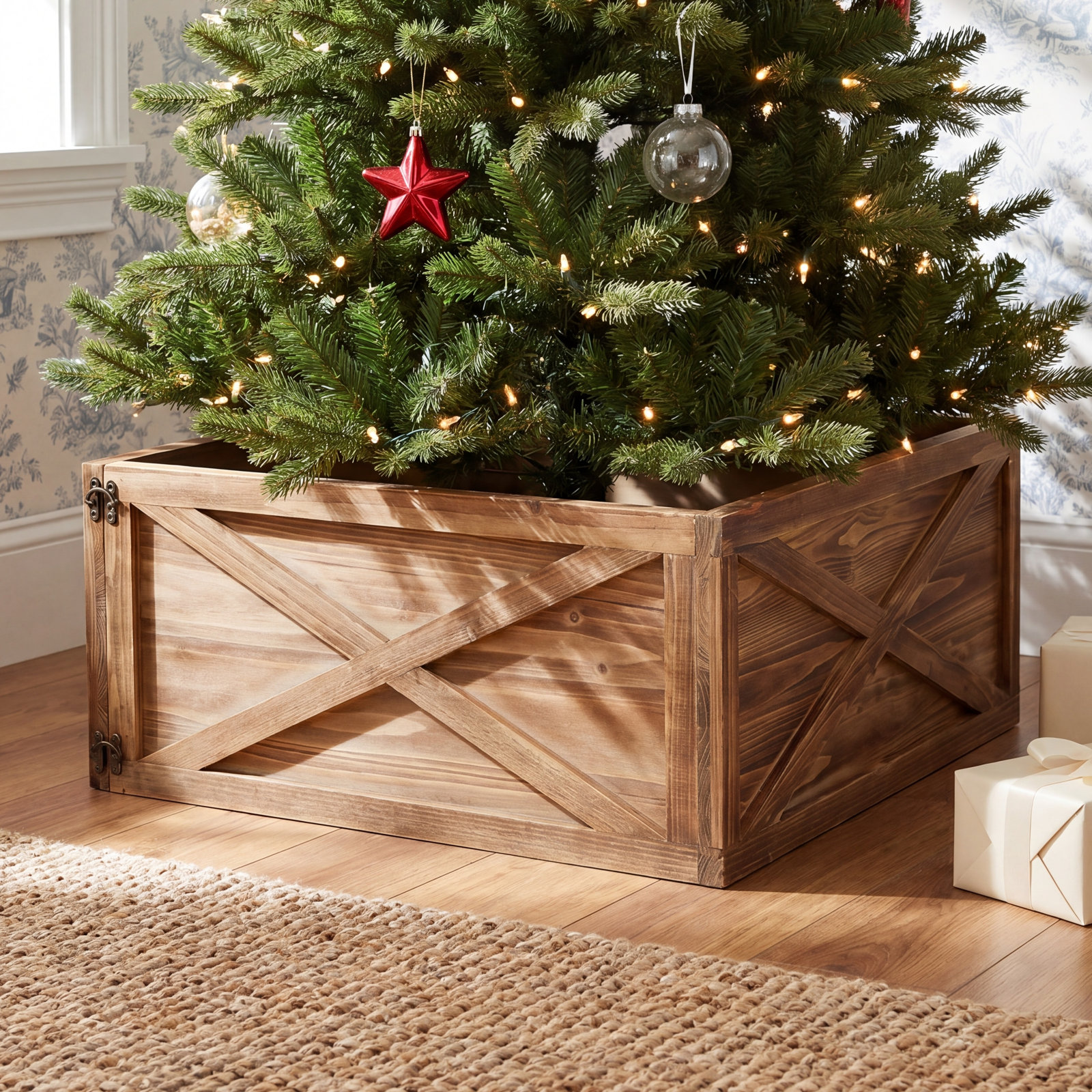 Solid Wood Tree Collar, Brown, 11.5" H x 26" W