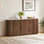 Buffet cannelé moderne 70 po avec bord incurvé et portes à fermeture en douceur-498341161