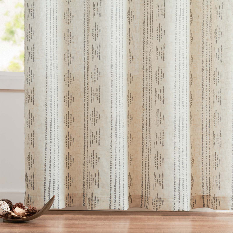Amadas Linen Semi-Sheer Rod Pocket Curtain Pair, Gray/Flax, 52" W x 96" L