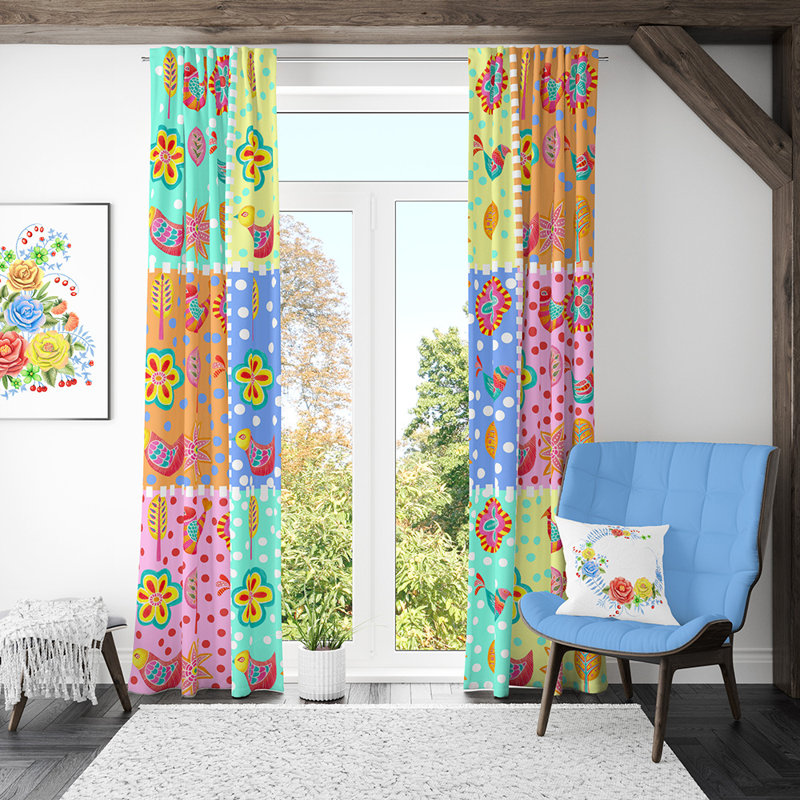 Panneaux de rideaux semi-transparents à motif floral, L 56 po x L 78 po