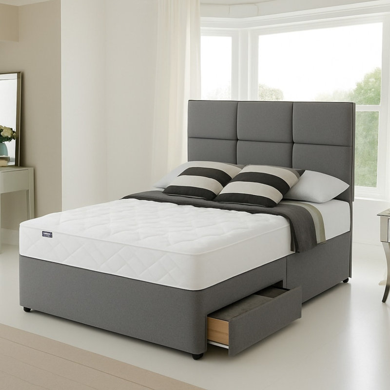 Upholstered Storage Bed, Plush Grey, Super King (6ft): 180 cm x 209 cm