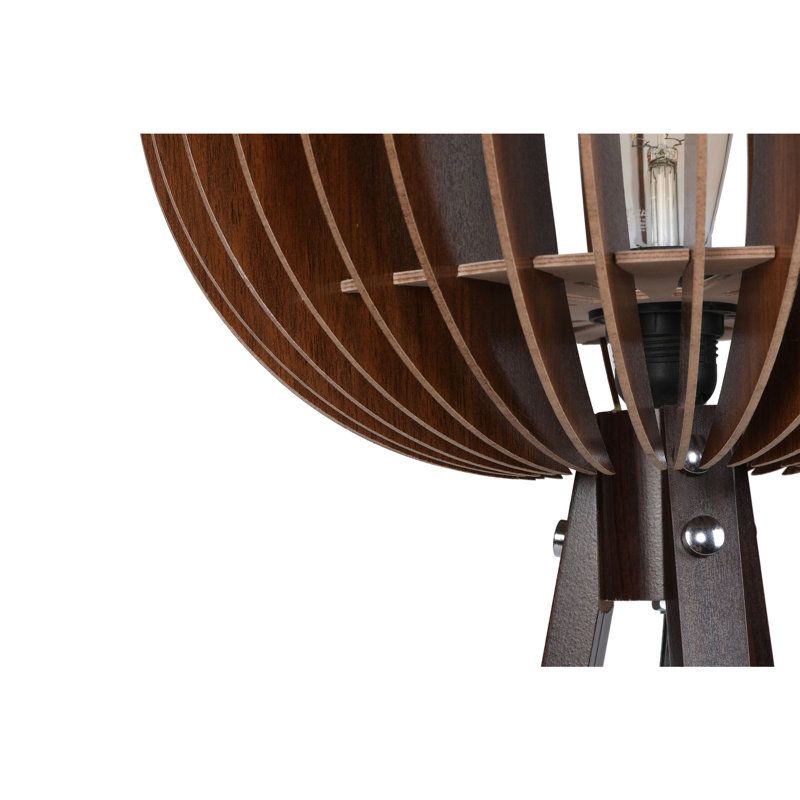 Scandinavian Floor Lamp, Walnut Color, 57.1 in Tall | MDF Body (0.1 in Thick), E27 Socket (Max 40W) | 39 in Cap Diameter, 21.7 in Leg Span | On/Off Switch on Cable, CE Certified | Elegant Lighting for Modern Spaces