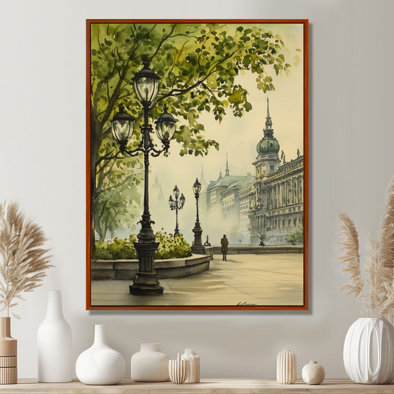 Vienna's Grand Imperial Architecture II - Vienna Wall Art Living Room, H 32 po x l 24 po, Floater Framed Print, Brown