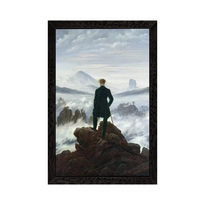 Baldweyn The Wanderer Above The Sea Of Fog, 1818 by Caspar David Friedrich - Painting on Canvas, Black Framed