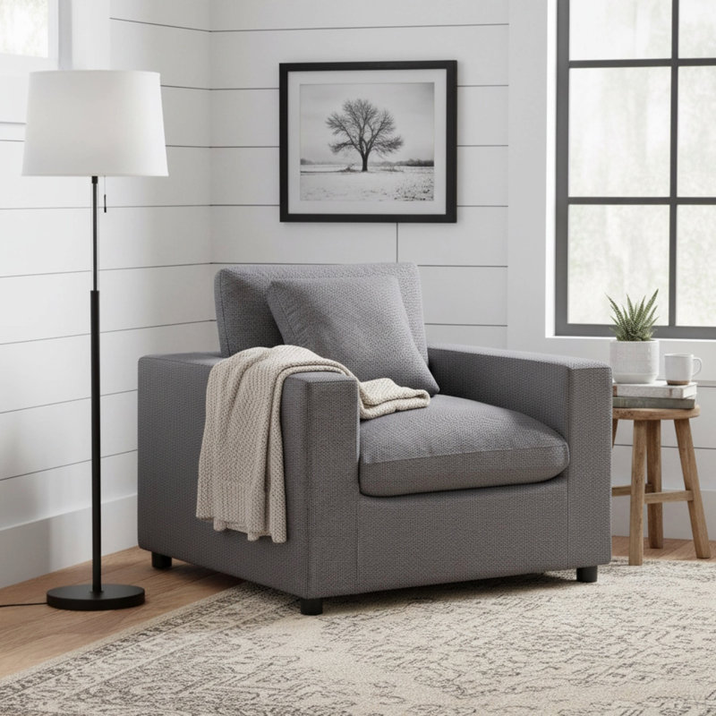Fauteuil en velours côtelé Chelsea, Gris