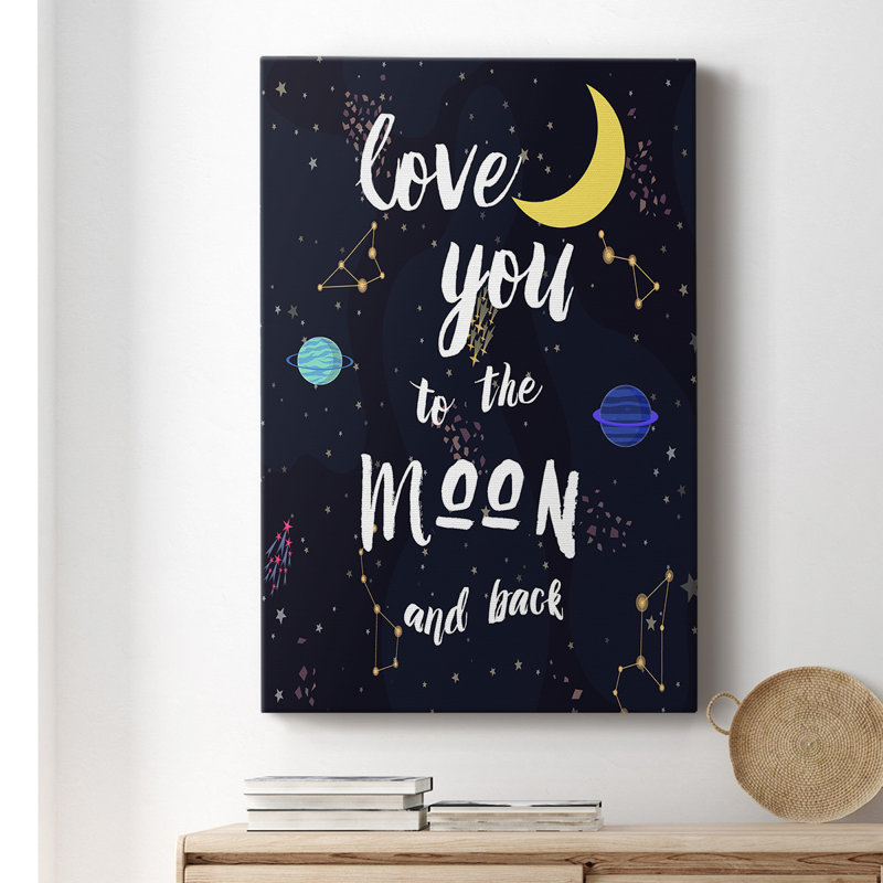 To To To Moon Premium, toile tendue avec châssis - prête à être accrochée, H 18 po x l 12 po x P 1,5 po