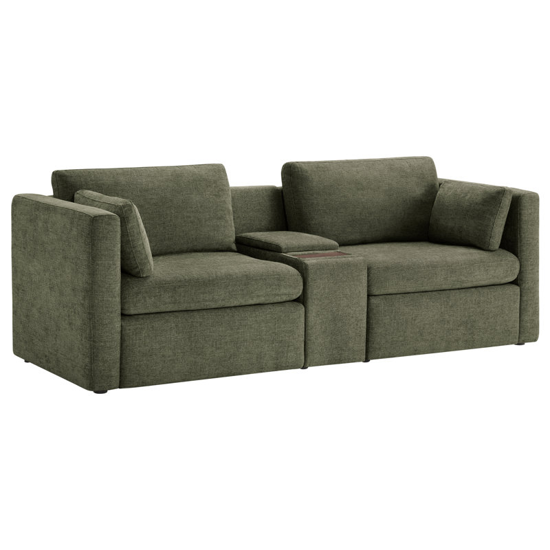Winfree 2-Piece Upholstered Sofa with Console, Green