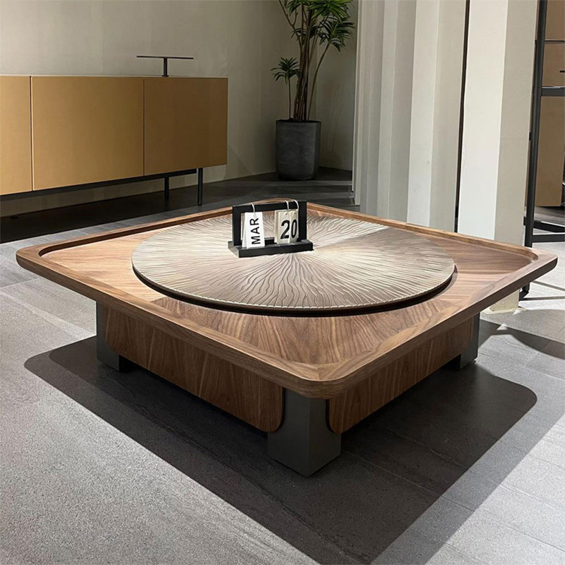 Table basse carrée en bois manufacturé brun