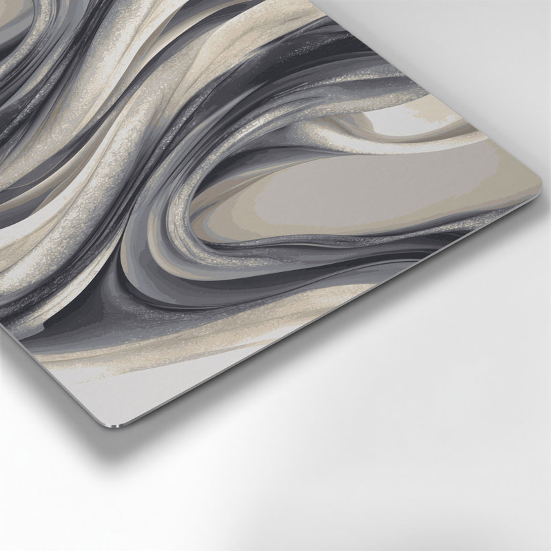 Paysage abstrait 85, art mural gris en métal, H 16 po x l 20 po