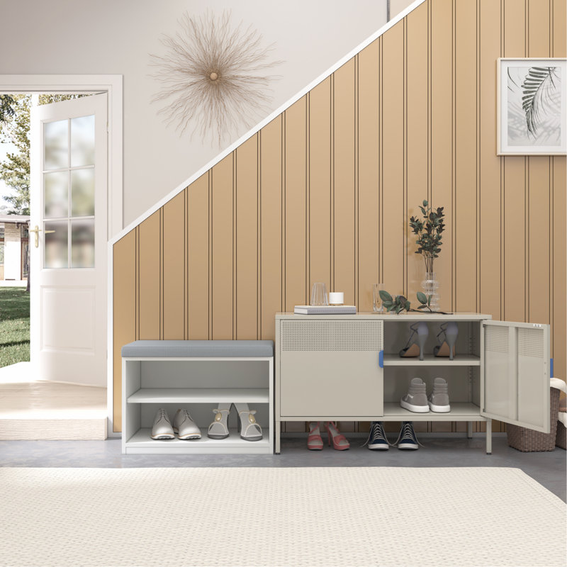 Armoire d'appoint Jolisha, Gris, Bleu
