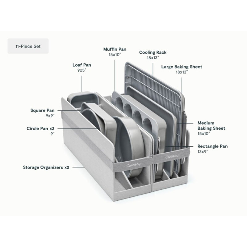 Caraway 11Pc Non-Toxic Nonstick Ceramic Mega Bakeware Set, Gray