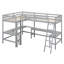 Lit mezzanine en bois avec échelle en L et 2 bureaux intégrés en L