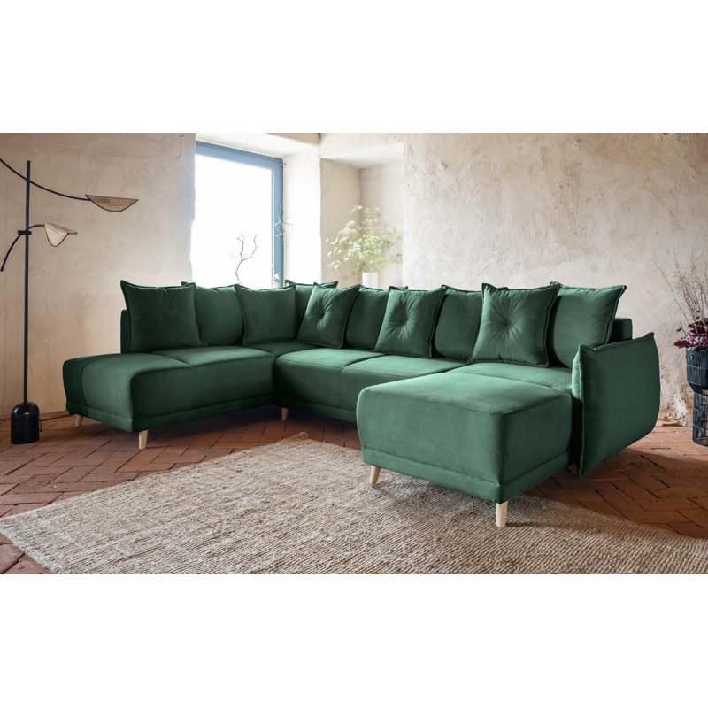 Lazy Lukka 8 Seater Sofa Bed, Left Hand Facing, Green