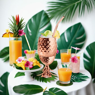 Tasse à ananas avec couvercle et support Oggi Barware (350 ml, 12 oz)