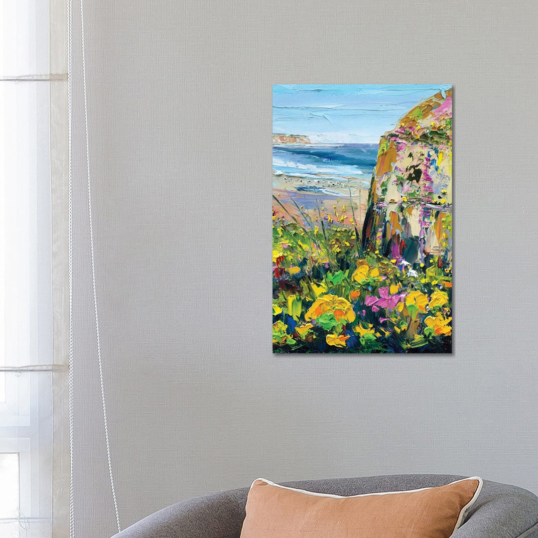 Wildflowers in Half Moon Bay by Lisa Elley - Wrapped Canvas Painting