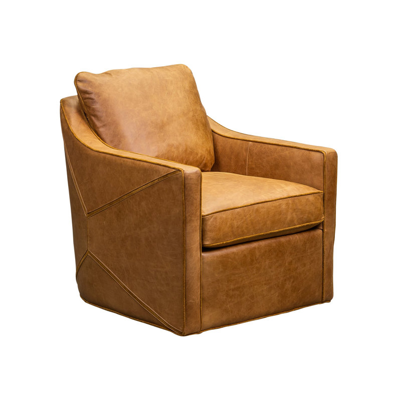 Fauteuil pivotant en cuir véritable 28,5 po, Cuir semi-aniline Ale