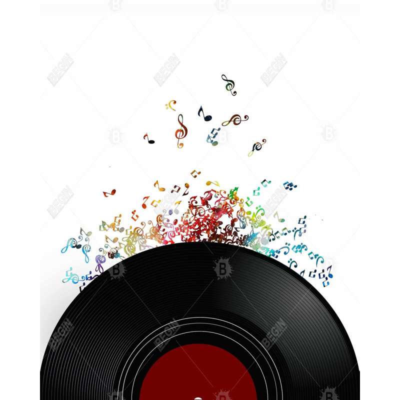 Notes Escaping from a Vinyl Record | Bedroom Object Canvas