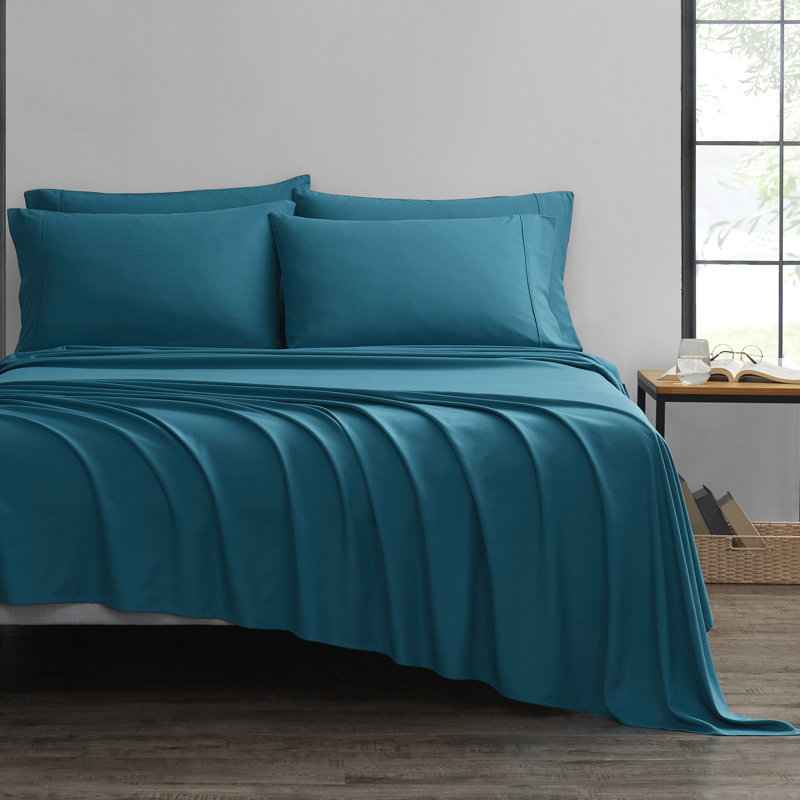 Bibb Home Bamboo 1800 Thread Count Deep Pocket Sheet Set, California King Sheet Set with 4 Pillowcases, Teal