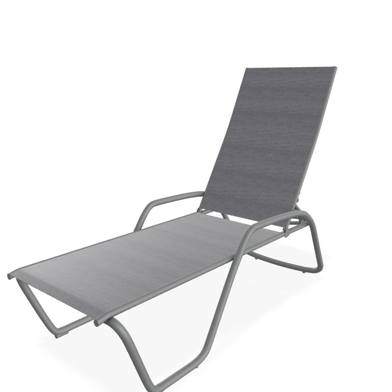 Outdoor Rust-Resistant Metal Chaise Lounge, Textured Graphite, Augustine Pewter