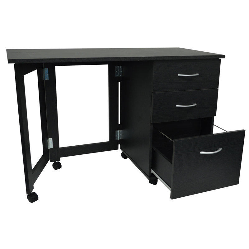 Solid Wood Base Writing Desk, Black