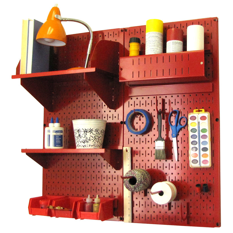 Hobby Craft Pegboard Organizer Storage Kit, Red